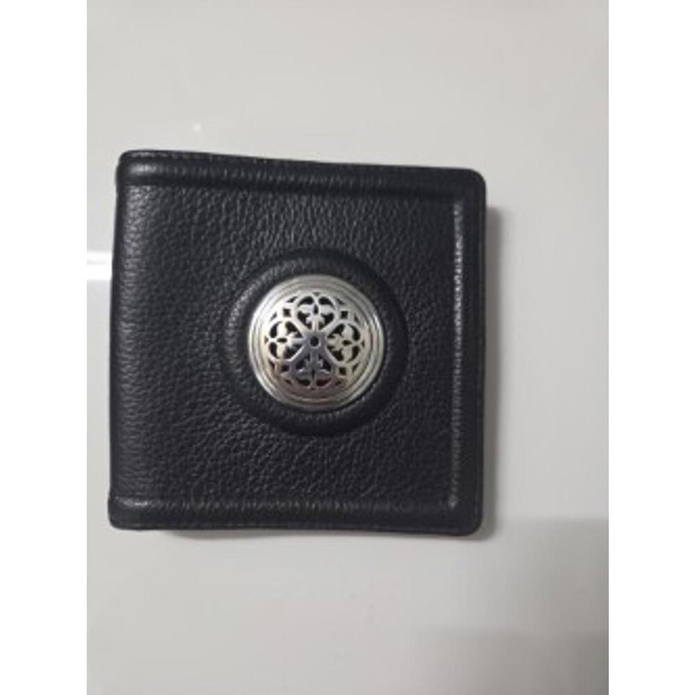 Brighton Ferara Ritorno Black Leather Bifold Wallet w/Decorative Silver Accent